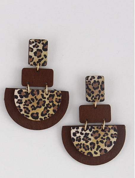 Zebra or Cheetah Wooden earrings