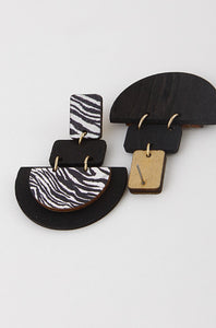 Zebra or Cheetah Wooden earrings