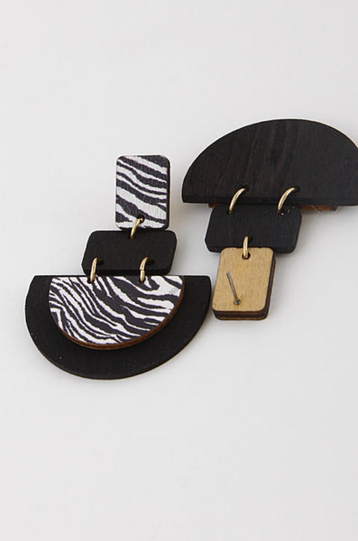 Zebra or Cheetah Wooden earrings