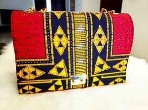 RONKE studded red ankara bag