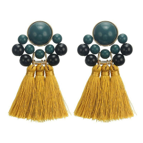 Exaggerated Alloy trimmed tassle Earrings