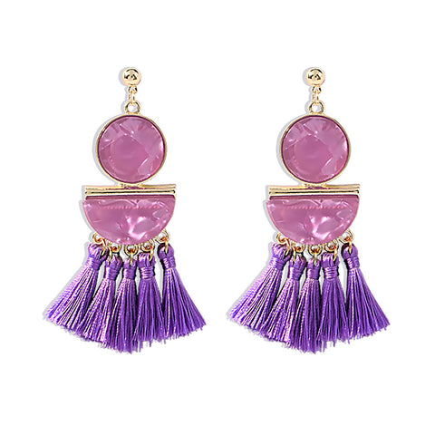 Purple Tassle Earrings