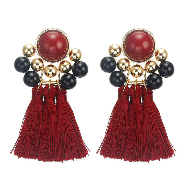 Exaggerated Alloy trimmed tassle Earrings