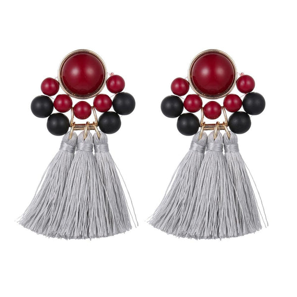 Exaggerated Alloy trimmed tassle Earrings