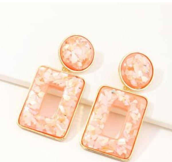 Square mosaic drop earrings