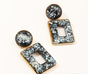 Square mosaic drop earrings