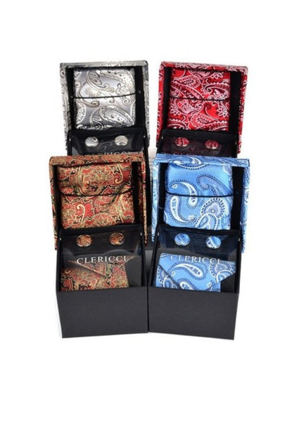 Men's Paisley Tie/Cufflinks/Pocket Square Set