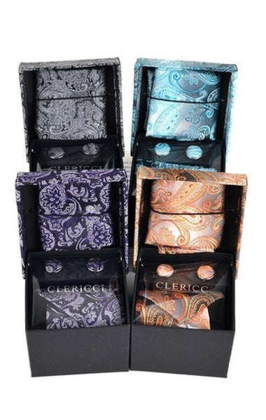 Men's Paisley Tie/Cufflinks/Pocket Square Set