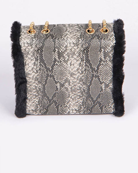 Faux snakeskin clutch