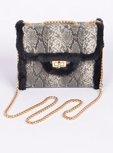 Faux snakeskin clutch