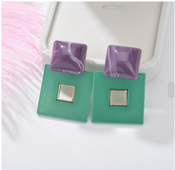 Square geometric acryllic earrings